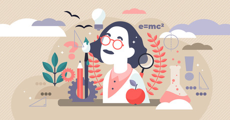 Genius vector illustration. Flat tiny smart scientific persons mind concept