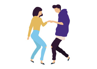 Dancing couple vector isolated illustration. Tango dancing couple