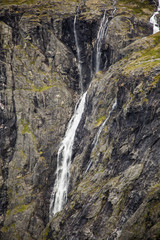 Fototapeta na wymiar Trollstigen waterfall serpentine mountain road, Norway
