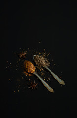  great picture for the kitchen on the black background two spices with which the dishes are always...
