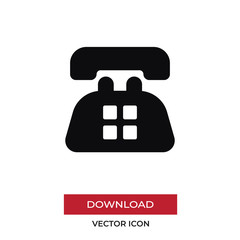 Old telephone vector icon in modern style for web site and mobile app