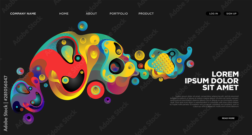 Poster website landing page background with abstract colorful fluid modern style