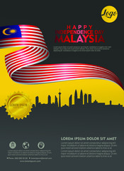 Independence Day Malaysia background template for a poster leaflet greeting card and brochure 2
