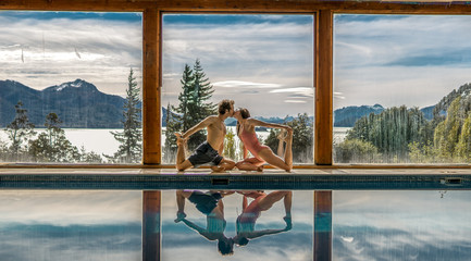 Yoga Poses by Pool