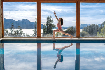 Yoga Poses by Pool