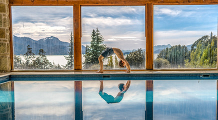 Yoga Poses by Pool