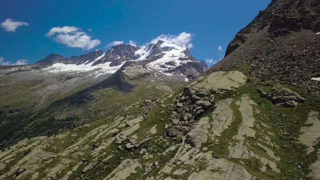 Aerial Flight in the Italian Alps. Gran paradiso national park. 4K