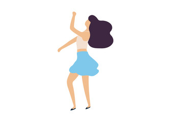 Dancing woman flat illustration. Isolated dancing woman illustration - Vector