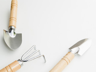 Garden tools on white background