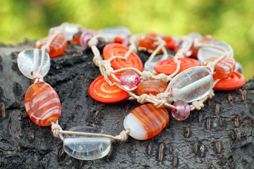 Wooden glass beads hand made eco style