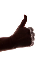 Female hand pointing like - silhouette, concept OK sign