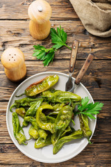 Cooked green sweet italian pepper