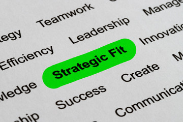 Obraz premium Strategic Fit - Business Buzzwords, printed on white paper and highlighted