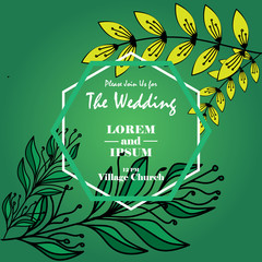 Wedding invitation with leaves succulent vector image