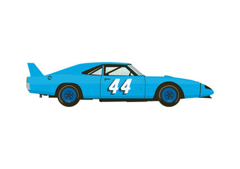 Side view of muscle car form 70s. Vector.