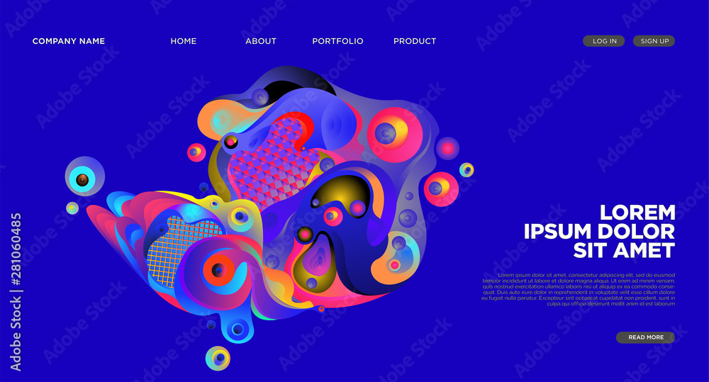 Poster website landing page background with abstract colorful fluid modern style