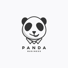 Animal icon, mascot, cute smiling panda business logo template