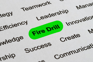 Obraz premium Fire Drill - Business Buzzwords, printed on white paper and highlighted