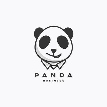 Animal Icon, Mascot, Cute Smiling Panda Business Logo Template