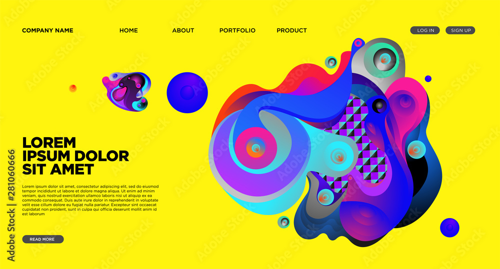 Poster Website Landing Page Background with Abstract Colorful Fluid Modern Style
