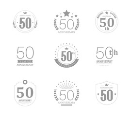 50 years anniversary logo set. 50th anniversary icons.