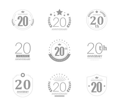 20 years anniversary logo set. 20th anniversary icons.
