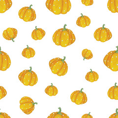 watercolor pumpkins seamless pattern.Abstract wallpaper with vegetables