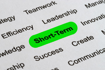 Fototapeta premium Short-Term - Business Buzzwords, printed on white paper and highlighted