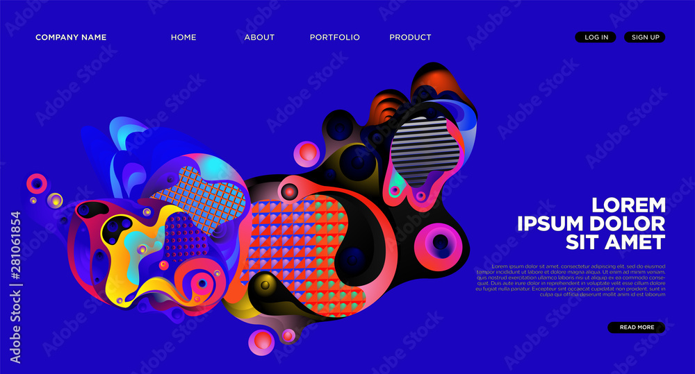 Poster website landing page background with abstract colorful fluid modern style