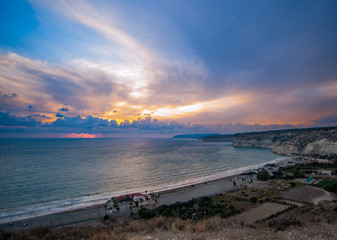 The sun, the sea and the clouds on the horizon forever conceive an amazing game called sunset.