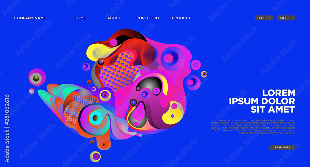 Poster website landing page background with abstract colorful fluid modern style
