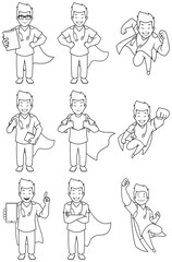 Super Nurse Asian Male Line Art