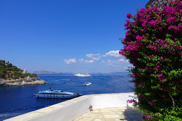 Photo from picturesque port and village of Hydra island, Saronic gulf, Greece