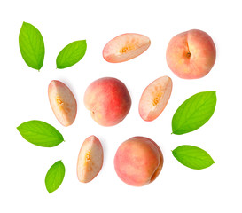Fresh peach on white background