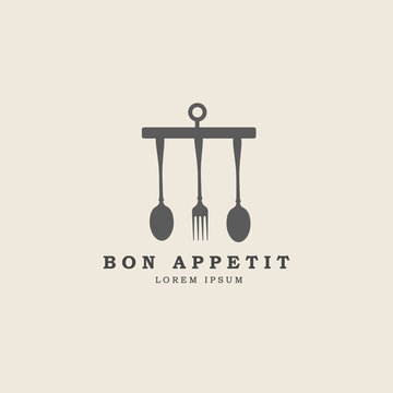 Vintage Fork And Spoon Kitchenware Logo Template  Vector