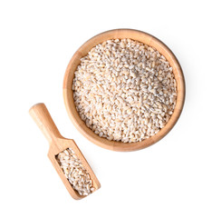 barley rice on white background