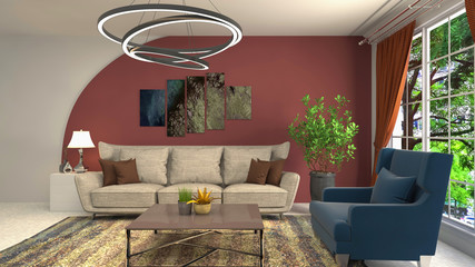 Interior of the living room. 3D illustration