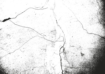 Distress old cracked concrete texture, vector illustration. Black and white grunge background. Stone, asphalt, plaster, marble.