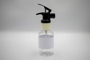 mock-up of a perfume bottle with a white area, used to place letters on a white background.