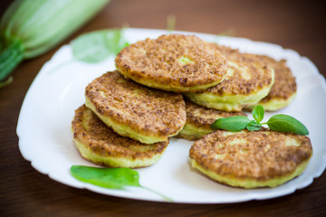 vegetable fritters made from green zucchini in a plate