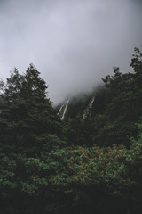 foggy waterfalls
