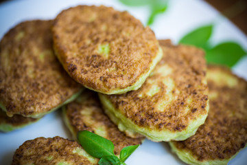 vegetable fritters made from green zucchini in a plate