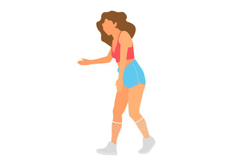 Dancing woman flat illustration. Isolated dancing woman illustration - Vector