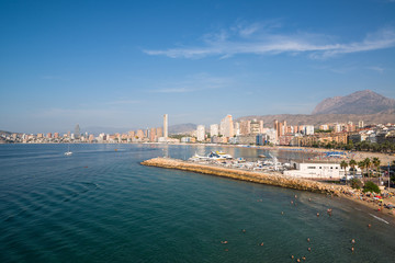 Panorama of Benidorm city with sandy beach