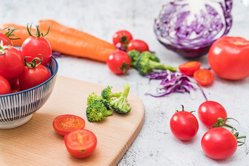 Various vegetables on a cutting board