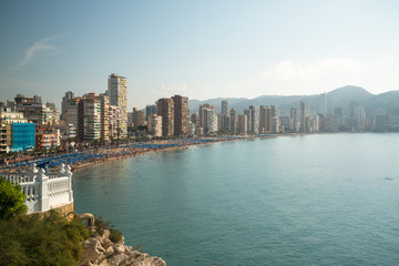 Fototapeta premium Panorama of Benidorm city with sandy beach
