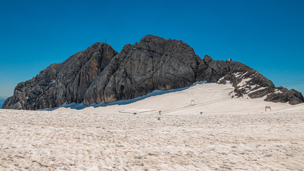 Beautiful alpine view at the famous Dachstein summit, Schladming, Steiermark, Austria