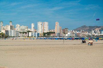 Panorama of Benidorm city with sandy beach
