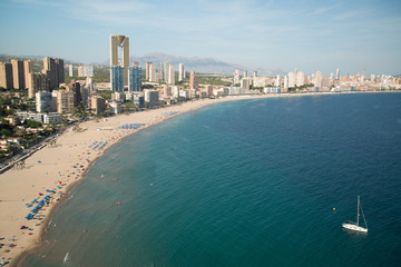 Naklejka premium Panorama of Benidorm city with sandy beach