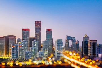 Fototapeta na wymiar Urban night view Landscape of CBD Central Business District, Beijing, China